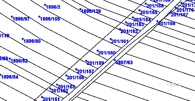Parcela st. 201/160 v KÚ Vacenovice u Kyjova, Katastrální mapa
