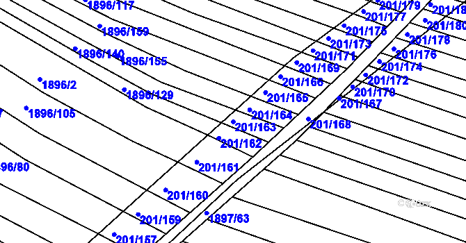 Parcela st. 201/163 v KÚ Vacenovice u Kyjova, Katastrální mapa
