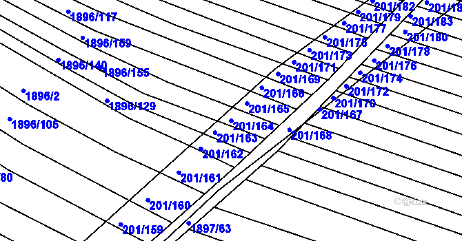 Parcela st. 201/164 v KÚ Vacenovice u Kyjova, Katastrální mapa