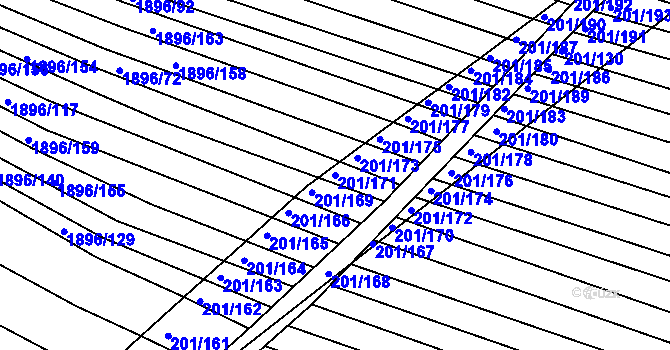 Parcela st. 201/171 v KÚ Vacenovice u Kyjova, Katastrální mapa