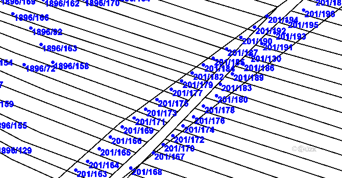 Parcela st. 201/177 v KÚ Vacenovice u Kyjova, Katastrální mapa
