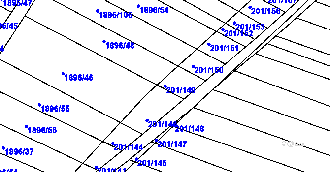Parcela st. 201/149 v KÚ Vacenovice u Kyjova, Katastrální mapa