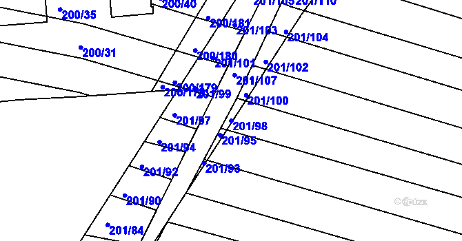 Parcela st. 201/98 v KÚ Vacenovice u Kyjova, Katastrální mapa