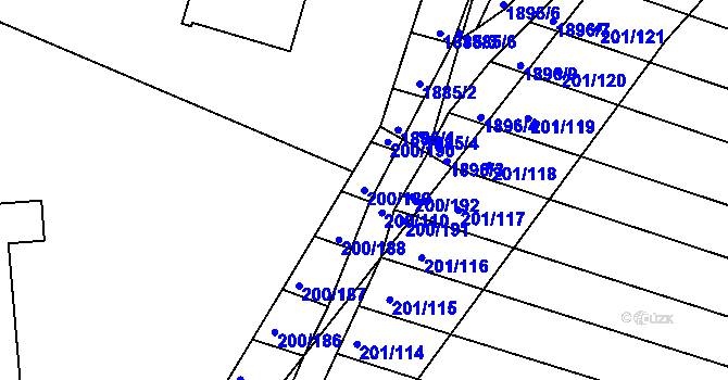 Parcela st. 200/189 v KÚ Vacenovice u Kyjova, Katastrální mapa