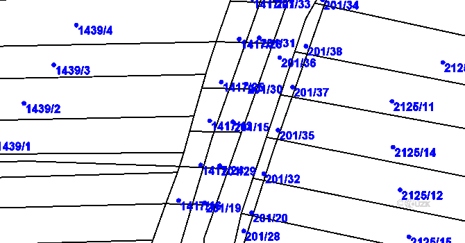 Parcela st. 201/15 v KÚ Vacenovice u Kyjova, Katastrální mapa