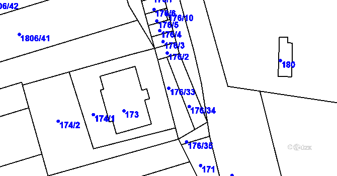 Parcela st. 176/33 v KÚ Vacenovice u Kyjova, Katastrální mapa