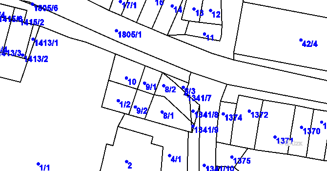 Parcela st. 8/2 v KÚ Vacenovice u Kyjova, Katastrální mapa