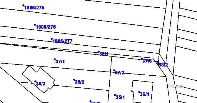 Parcela st. 38/1 v KÚ Vacenovice u Kyjova, Katastrální mapa