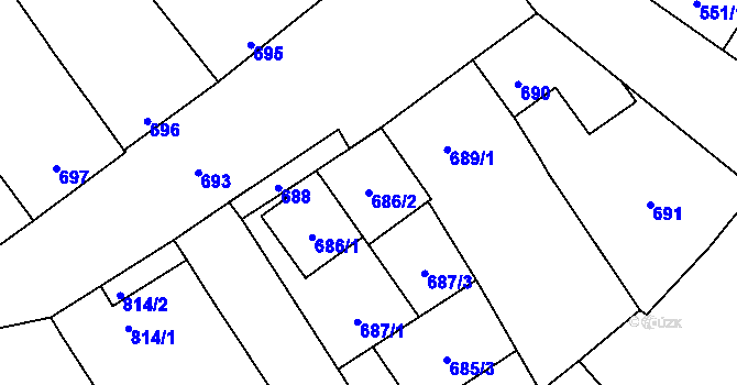 Parcela st. 686/2 v KÚ Vacenovice u Kyjova, Katastrální mapa