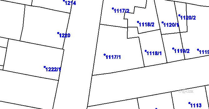Parcela st. 1117/1 v KÚ Vacenovice u Kyjova, Katastrální mapa