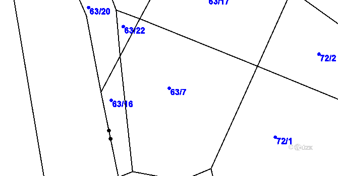 Parcela st. 63/7 v KÚ Vacíkov, Katastrální mapa