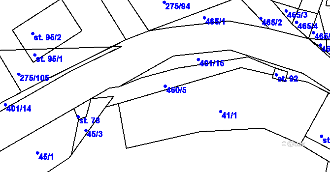 Parcela st. 460/5 v KÚ Vacíkov, Katastrální mapa