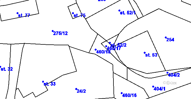 Parcela st. 460/18 v KÚ Vacíkov, Katastrální mapa