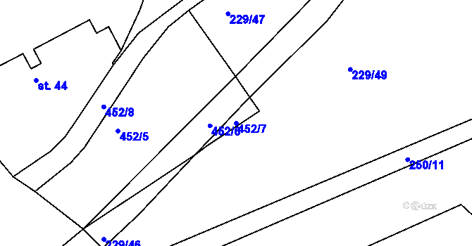 Parcela st. 452/7 v KÚ Vacíkov, Katastrální mapa