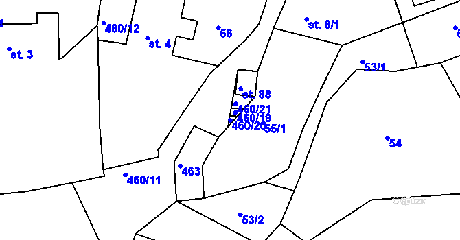 Parcela st. 460/20 v KÚ Vacíkov, Katastrální mapa