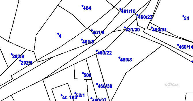 Parcela st. 460/22 v KÚ Vacíkov, Katastrální mapa