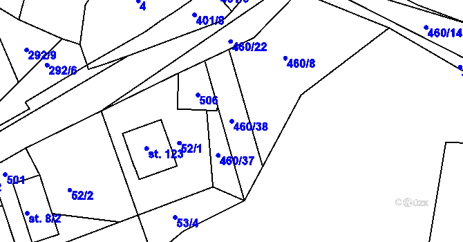 Parcela st. 460/38 v KÚ Vacíkov, Katastrální mapa