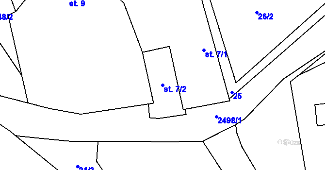 Parcela st. 7/2 v KÚ Václavice u Benešova, Katastrální mapa