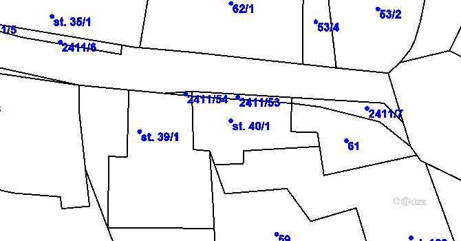 Parcela st. 40/1 v KÚ Václavice u Benešova, Katastrální mapa