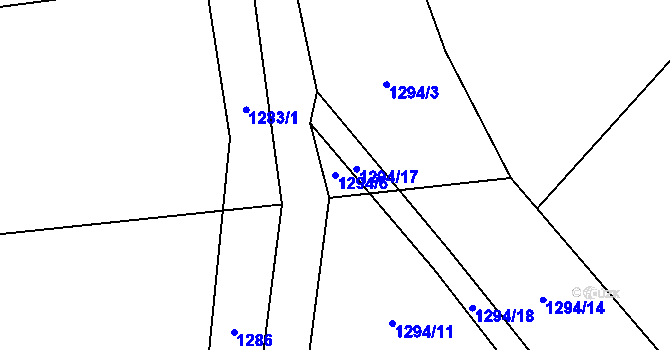Parcela st. 1294/6 v KÚ Václavice u Benešova, Katastrální mapa