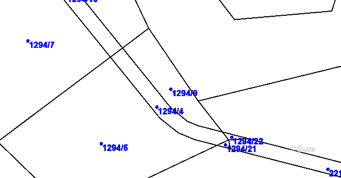Parcela st. 1294/9 v KÚ Václavice u Benešova, Katastrální mapa