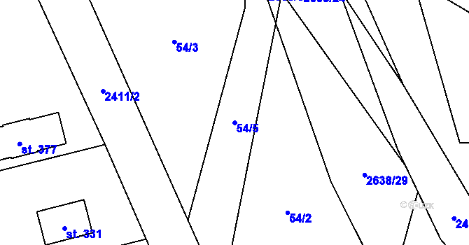 Parcela st. 54/5 v KÚ Václavice u Benešova, Katastrální mapa