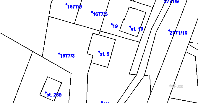 Parcela st. 9 v KÚ Václavice u Hrádku nad Nisou, Katastrální mapa
