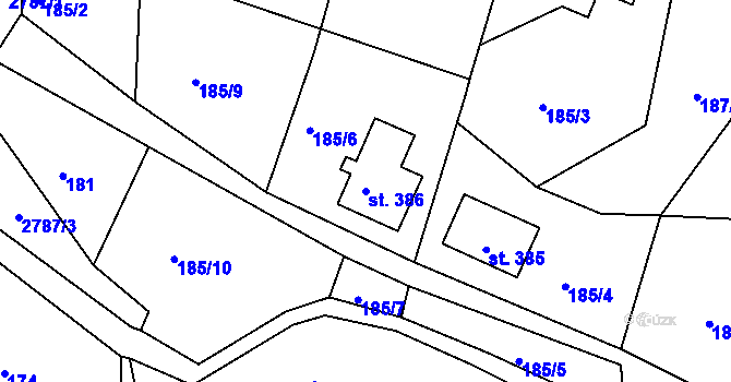 Parcela st. 386 v KÚ Václavice u Hrádku nad Nisou, Katastrální mapa