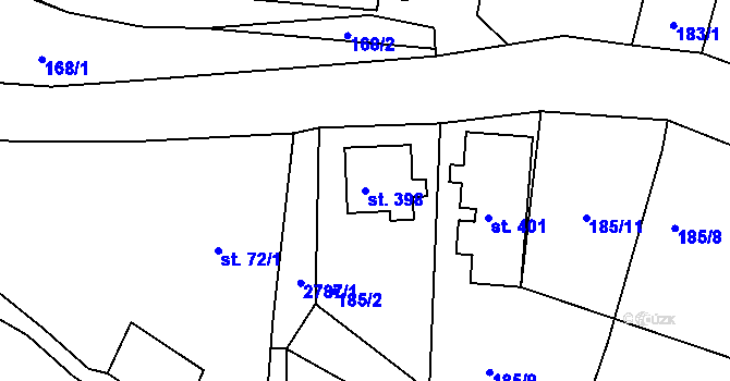 Parcela st. 398 v KÚ Václavice u Hrádku nad Nisou, Katastrální mapa