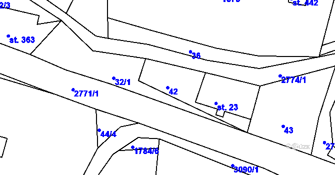 Parcela st. 42 v KÚ Václavice u Hrádku nad Nisou, Katastrální mapa