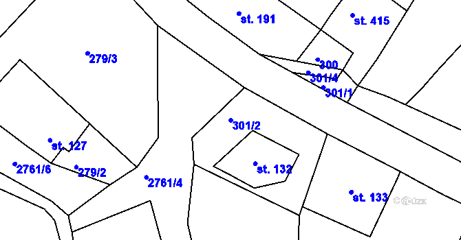 Parcela st. 301/2 v KÚ Václavice u Hrádku nad Nisou, Katastrální mapa