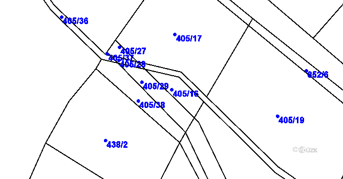 Parcela st. 405/16 v KÚ Václavov u Zábřeha, Katastrální mapa