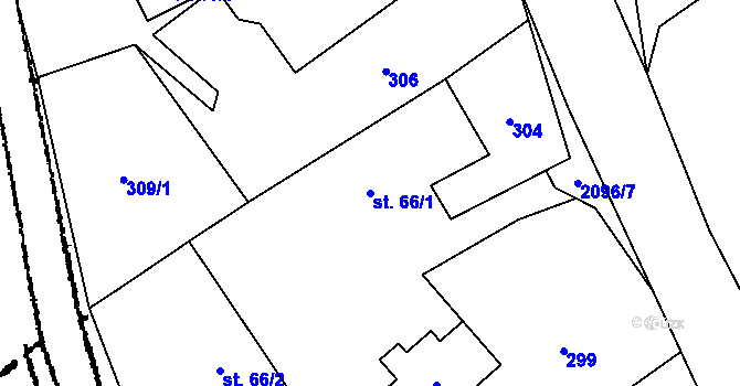 Parcela st. 66/1 v KÚ Dolní Václavov, Katastrální mapa