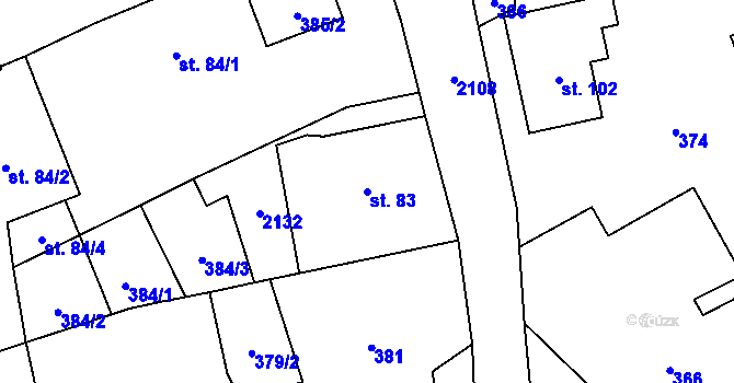 Parcela st. 83 v KÚ Dolní Václavov, Katastrální mapa