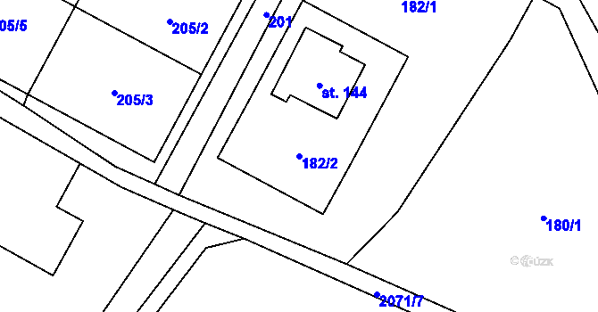 Parcela st. 182/2 v KÚ Dolní Václavov, Katastrální mapa