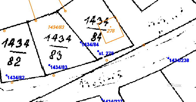 Parcela st. 278 v KÚ Horní Václavov, Katastrální mapa