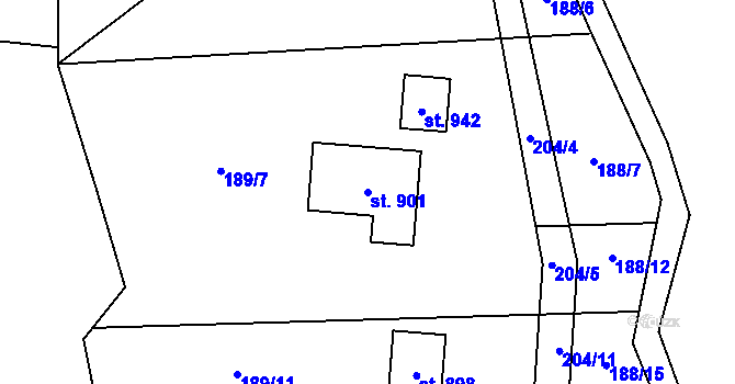Parcela st. 901 v KÚ Václavovice u Frýdku-Místku, Katastrální mapa