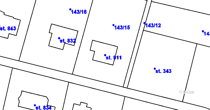 Parcela st. 911 v KÚ Václavovice u Frýdku-Místku, Katastrální mapa