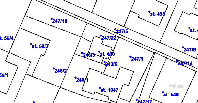 Parcela st. 490 v KÚ Václavovice u Frýdku-Místku, Katastrální mapa