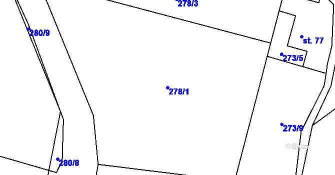Parcela st. 278/1 v KÚ Václavovice u Frýdku-Místku, Katastrální mapa