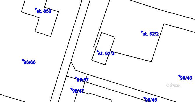 Parcela st. 62/3 v KÚ Václavovice u Frýdku-Místku, Katastrální mapa
