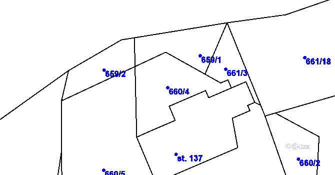 Parcela st. 660/4 v KÚ Václavovice u Frýdku-Místku, Katastrální mapa