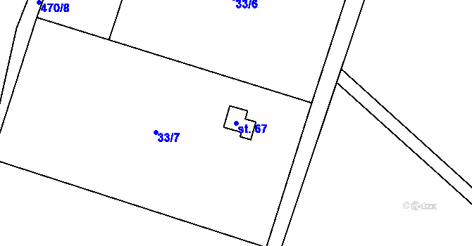 Parcela st. 67 v KÚ Václavy, Katastrální mapa