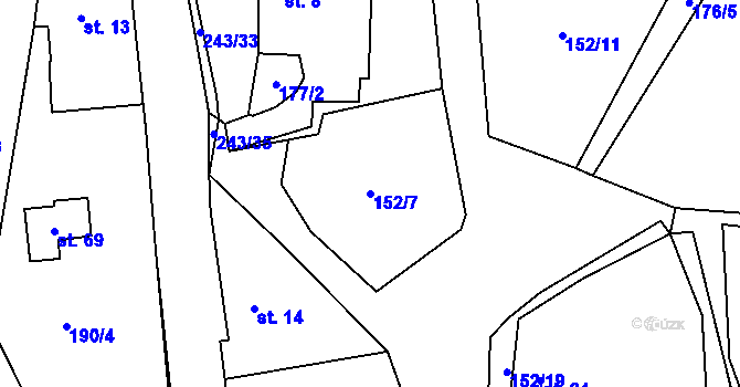 Parcela st. 152/7 v KÚ Miřetice u Vacova, Katastrální mapa