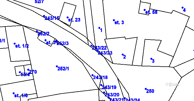 Parcela st. 243/23 v KÚ Miřetice u Vacova, Katastrální mapa