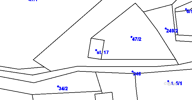 Parcela st. 17 v KÚ Mladíkov, Katastrální mapa