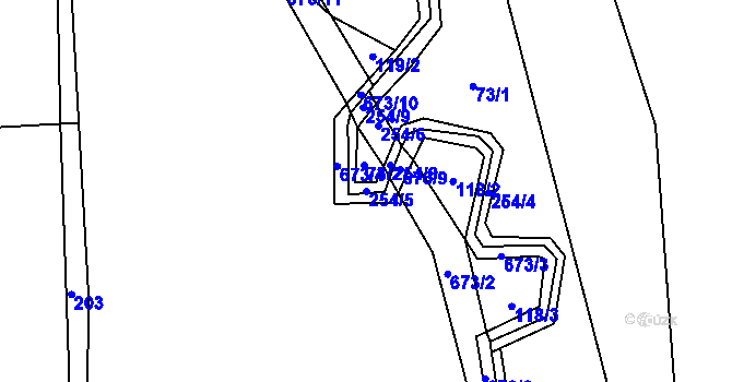 Parcela st. 254/5 v KÚ Mladíkov, Katastrální mapa