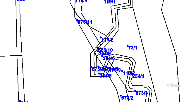 Parcela st. 254/9 v KÚ Mladíkov, Katastrální mapa