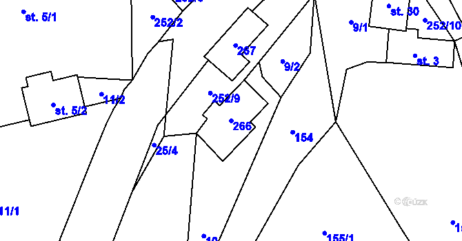 Parcela st. 266 v KÚ Mladíkov, Katastrální mapa