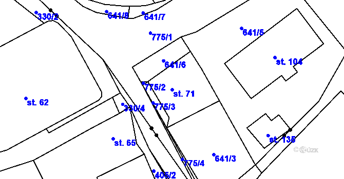 Parcela st. 71 v KÚ Vacov, Katastrální mapa